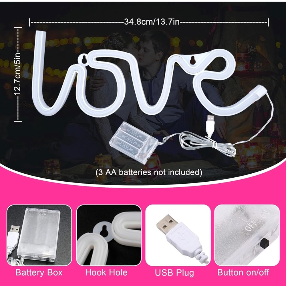 Pink LED Love Neon Sign